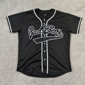 Bad Boys Biggie 10 Baseball Jersey M Black Button Hip Hop Graphic Streetwear